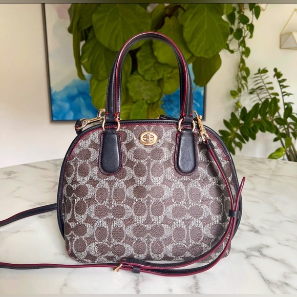 Coach Handbags - COACH GORGEOUS Mini Prince Street Dome Satchel black & Grey W/ Red Accents EUC